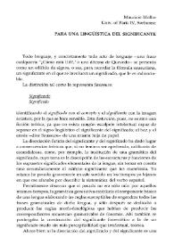 Para una lingüística del significante / Mauricio Molho | Biblioteca Virtual Miguel de Cervantes