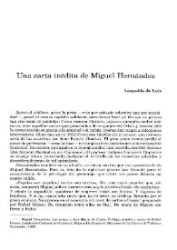 Una carta inédita de Miguel Hernández / Leopoldo de Luis | Biblioteca Virtual Miguel de Cervantes