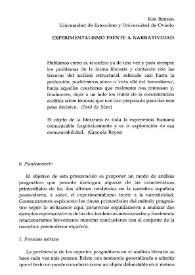 Experimentalismo frente a narratividad / Ken Benson | Biblioteca Virtual Miguel de Cervantes