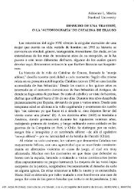 Desnudo de una travestí, o la "Autobiografía" de Catalina de Erauso 
 / Adrienne L. Martín | Biblioteca Virtual Miguel de Cervantes