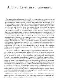 Alfonso Reyes en su centenario / José M. Cuenca Toribio | Biblioteca Virtual Miguel de Cervantes