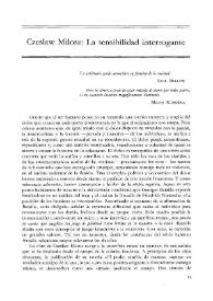 Czeslaw Milosz: la sensibilidad interrogante / Francisco J. Satué | Biblioteca Virtual Miguel de Cervantes
