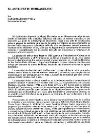 El ante-texto hernandiano / por Carmen Alemany Bay | Biblioteca Virtual Miguel de Cervantes