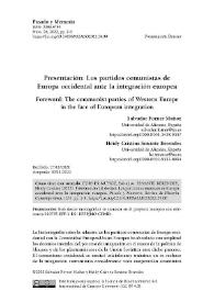 Presentación: Los partidos comunistas de Europa occidental ante la integración europea / Salvador Forner y Heidy Senantes | Biblioteca Virtual Miguel de Cervantes