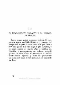 El pensamiento europeo y la unidad de Europa / Julián Marías | Biblioteca Virtual Miguel de Cervantes