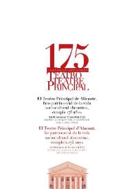 175 Aniversario del Teatro Principal : [catálogo de la exposición, 28 de enero al 18 de abril de 2022] = 175 Aniversari del Teatre Principal : [catàleg de l'exposició, 28 de gener al 18 d'abril de 2022] / comisaria = Comissària Juana María Balsalobre | Biblioteca Virtual Miguel de Cervantes