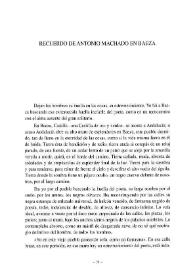 Recuerdo de Antonio Machado en Baeza  / Manuel Orozco Díaz     | Biblioteca Virtual Miguel de Cervantes