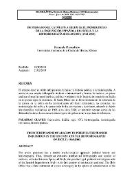 De Fernando el Católico a Felipe II: el primer siglo de la Inquisición española en Sicilia y la historiografía sicilianista (1968-2000)  / Fernando Ciaramitaro | Biblioteca Virtual Miguel de Cervantes