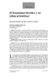 El hispanismo filosófico y las tablas aritméticas / Antonio Heredia Soriano | Biblioteca Virtual Miguel de Cervantes
