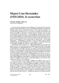 Miguel Cruz Hernández (1920-2020). "In memoriam" / Antonio Heredia Soriano | Biblioteca Virtual Miguel de Cervantes