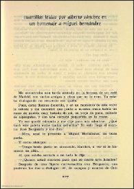 Cuartillas leídas por Alberto Sánchez en un homenaje a Miguel Hernández | Biblioteca Virtual Miguel de Cervantes