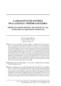 La relació entre història de la llengua i història literària / Jordi Ginebra Serrabou | Biblioteca Virtual Miguel de Cervantes