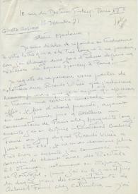 Original manuscrito de Guillamat, Ginette a Brody, Elaine. 1971-12-15 | Biblioteca Virtual Miguel de Cervantes