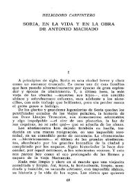 Soria, en la vida y en la obra de Antonio Machado / Heliodoro Carpintero | Biblioteca Virtual Miguel de Cervantes