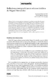 Reflexiones metapoéticas en esbozos inéditos de Miguel Hernández  / Carmen Alemany Bay | Biblioteca Virtual Miguel de Cervantes