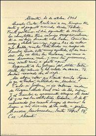 Carta de Miguel Hernández a Carlos Rodríguez Spiteri. Alicante, 10 de octubre de 1941 | Biblioteca Virtual Miguel de Cervantes