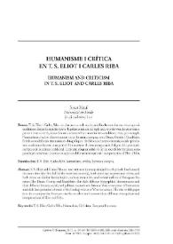 Humanisme i crítica en T. S. Eliot i Carles Riba / Jordi Malé  | Biblioteca Virtual Miguel de Cervantes
