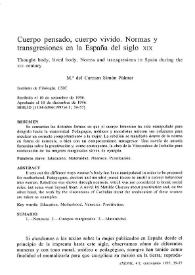 Cuerpo pensado, cuerpo vivido. Normas y transgresiones en la España del siglo XIX / Mª. del Carmen Simón Palmer | Biblioteca Virtual Miguel de Cervantes