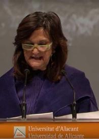 Acto de entrega del Laurel de Oro 2019 de la Universidad de Alicante a Miguel Hernández / intervienen Carmen Alemany, José Carlos Rovira, Rafael Alarcón, Lucía Izquierdo | Biblioteca Virtual Miguel de Cervantes