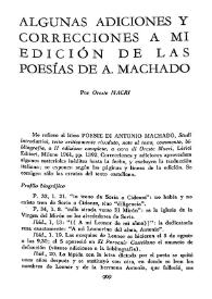 Algunas adiciones y correcciones a mi edición de las poesías de A. Machado / Por Oreste Macrì | Biblioteca Virtual Miguel de Cervantes