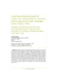"Aspirare ad essere poeti di Lope": las misceláneas "in mortem" como retrato del Madrid literario entre 1630-1640 / Claudia Demattè | Biblioteca Virtual Miguel de Cervantes