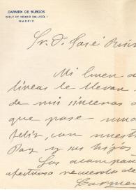 Carta de Carmen de Burgos a José Ruiz Castillo. Madrid, 1930 | Biblioteca Virtual Miguel de Cervantes