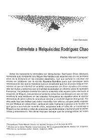 Entrevista a Melquésidez Rodríguez Chao / Pedro Marset Campos | Biblioteca Virtual Miguel de Cervantes
