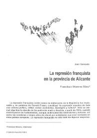 La represión franquista en la provincia de Alicante / Francisco Moreno Sáez | Biblioteca Virtual Miguel de Cervantes