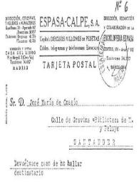 Tarjeta postal de Miguel Hernández a José María de Cossío. Madrid, [14 de septiembre de 1935] | Biblioteca Virtual Miguel de Cervantes