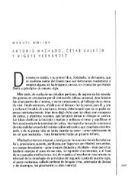 Antonio Machado, César Vallejo y Miguel Hernández / Manuel Molina | Biblioteca Virtual Miguel de Cervantes
