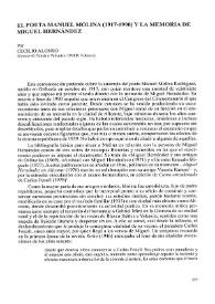 El poeta Manuel Molina (1917-1990) y la memoria de Miguel Hernández / Por Cecilio Alonso | Biblioteca Virtual Miguel de Cervantes