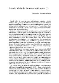 Antonio Machado: las voces traicionadas (1) / Juan Antonio Masoliver Ródenas   | Biblioteca Virtual Miguel de Cervantes