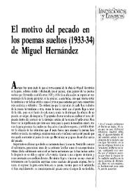 El motivo del pecado en los poemas sueltos (1933-34) de Miguel Hernández / Por Francisco Aggor | Biblioteca Virtual Miguel de Cervantes