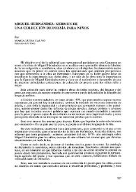 Miguel Hernández: germen de una colección de poesía para niños / María Luisa Calvo | Biblioteca Virtual Miguel de Cervantes