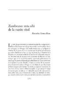 Zambrano: más allá de la razón vital / Mercedes Gómez Blesa | Biblioteca Virtual Miguel de Cervantes