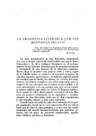La Argentina literaria que vio Menéndez Pelayo / Arturo Berenguer Carisomo  | Biblioteca Virtual Miguel de Cervantes