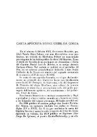 Carta apócrifa sobre Uriel da Costa
 / José Mª. de Cossío | Biblioteca Virtual Miguel de Cervantes