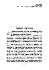 Staking our claim  / Dakin Matthews  | Biblioteca Virtual Miguel de Cervantes