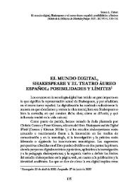El mundo digital, Shakespeare y el teatro áureo español: posibilidades y límites  / Susan L. Fisher | Biblioteca Virtual Miguel de Cervantes