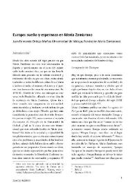 Europa: sueño y esperanza en María Zambrano  / Juan Fernando Ortega Muñoz | Biblioteca Virtual Miguel de Cervantes