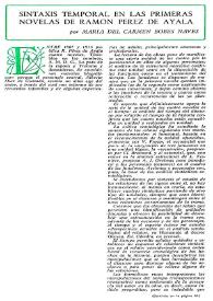 Sintaxis temporal en las primeras novelas de Ramón Pérez de Ayala / por María del Carmen Bobes Naves | Biblioteca Virtual Miguel de Cervantes