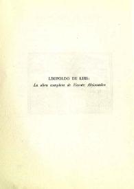 La obra completa de Vicente Aleixandre / Leopoldo de Luis | Biblioteca Virtual Miguel de Cervantes