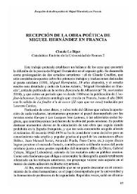 Recepción de la obra poética de Miguel Hernández en Francia / Claude Le Bigot | Biblioteca Virtual Miguel de Cervantes