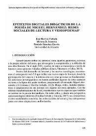 Epitextos digitales didácticos de la poesía de Miguel Hernández: redes sociales de lectura y videopoemas / José Rovira Collado, Mirena D. Ivanova, Patricia Sánchez García | Biblioteca Virtual Miguel de Cervantes
