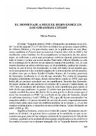 El homenaje a Miguel Hernández en "Los girasoles ciegos" / Flavio Pereira | Biblioteca Virtual Miguel de Cervantes