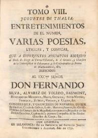Libros en que están reatados [sic] diferentes quadernos physicos, medicos, astrologicos, poeticos, morales y mysticos, que años passados dio al publico en producciones pequeñas el Doctor Don Diego de Torres Villarroel... Tomo VIII | Biblioteca Virtual Miguel de Cervantes