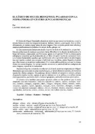 El léxico de Miguel Hernández: palabras con la misma forma en cuatro lenguas románicas / Por Lavinia Similaru | Biblioteca Virtual Miguel de Cervantes