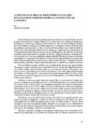 ¿Cómo se dice Miguel Hernández en inglés? Algunas reflexiones sobre la traducción de la poesía / Por Michael Shade | Biblioteca Virtual Miguel de Cervantes