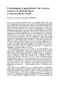 Coincidencias y paralelismos: las carreras teatrales de Ricardo Baeza y Cipriano Rivas Cherif  / Andrew A. Anderson | Biblioteca Virtual Miguel de Cervantes
