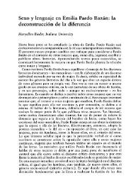 Sexo y lenguaje en Emilia Pardo Bazán: la deconstrucción de la diferencia  / Maryellen Bieder | Biblioteca Virtual Miguel de Cervantes